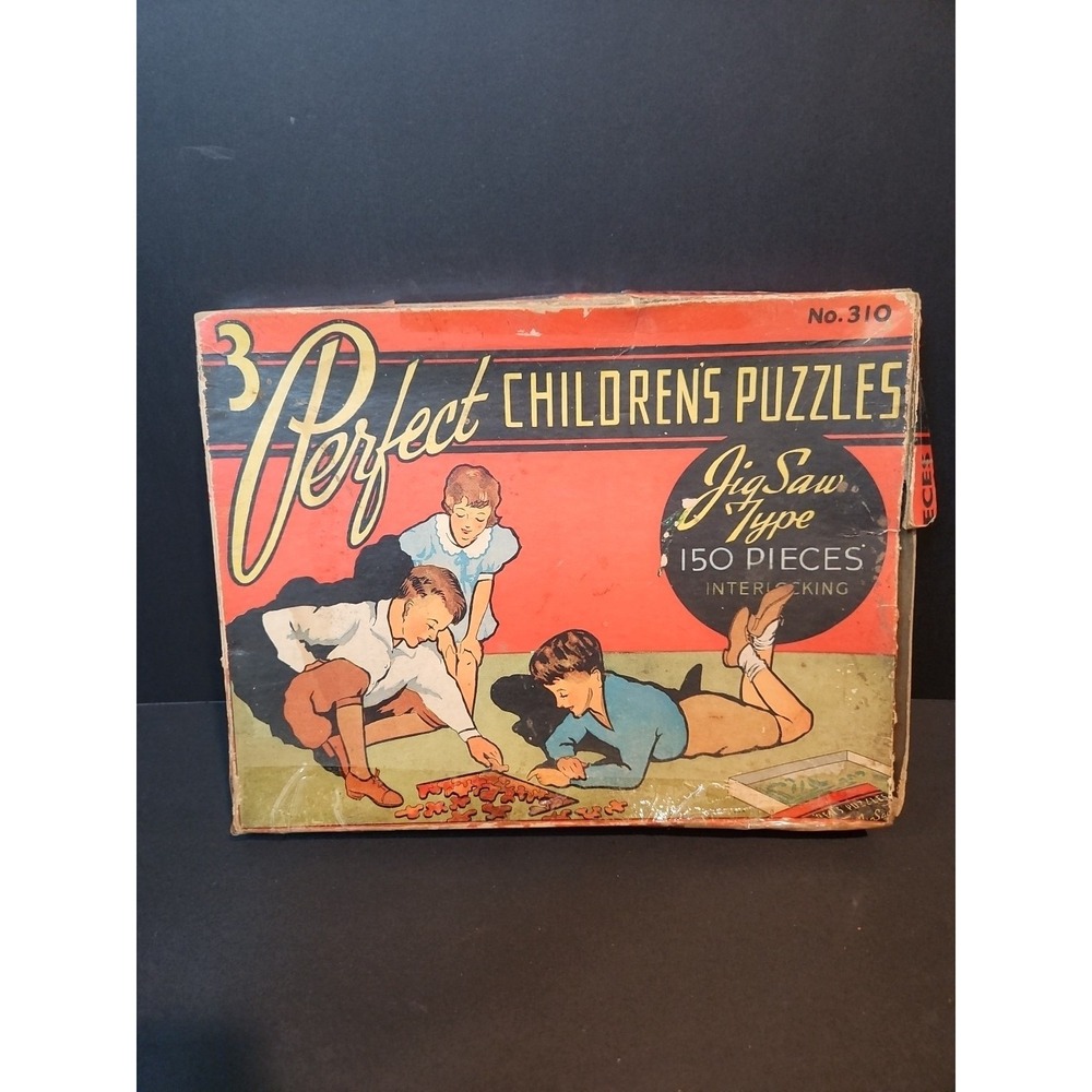 Vintage 3 Perfect Children's Puzzles Jig Saw Type Interlocking No. 310 1940s